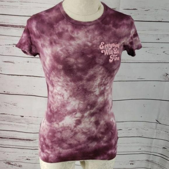 Aeropostale Women's Violet Tie Dye Everything‎ Will Be Fine Shirt Small - Picture 6 of 6